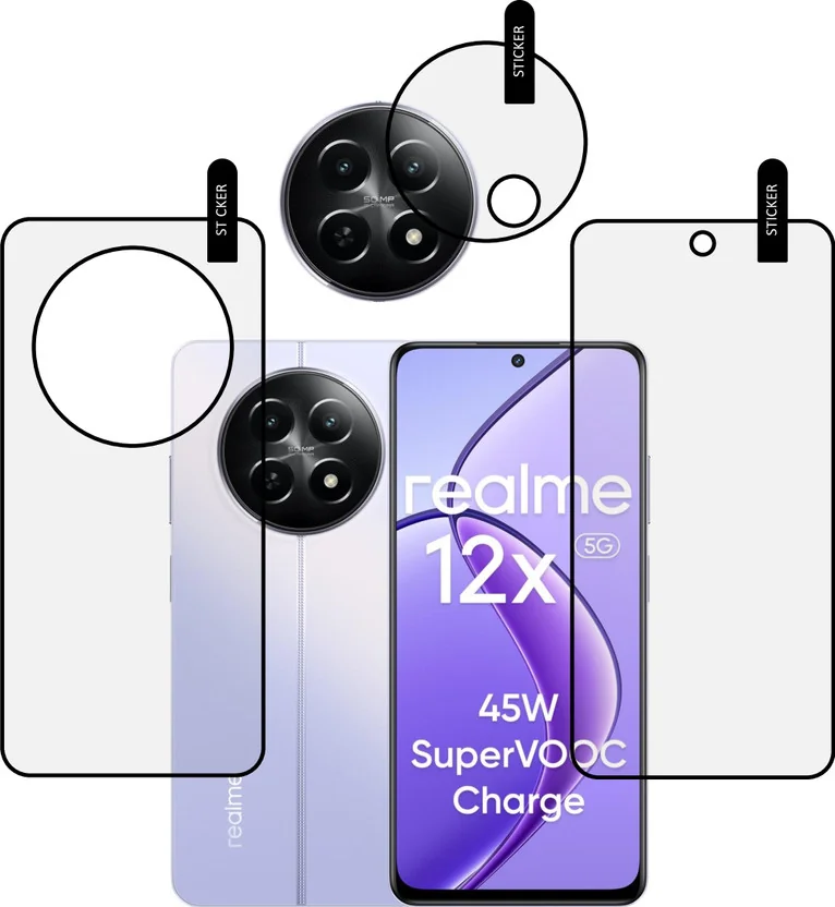MOBKAVACH Front and Back Tempered Glass for REALME 12x ...