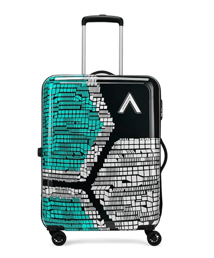 Aristocrat Bruce Check-in Trolley Bag 64cm | Medium | Hard Luggage | Smooth 8-Wheel Suitcase | Secure Combination Lock with Sturdy Zipper | Full Fabric Convipack | 5-Year Warranty (Blue)