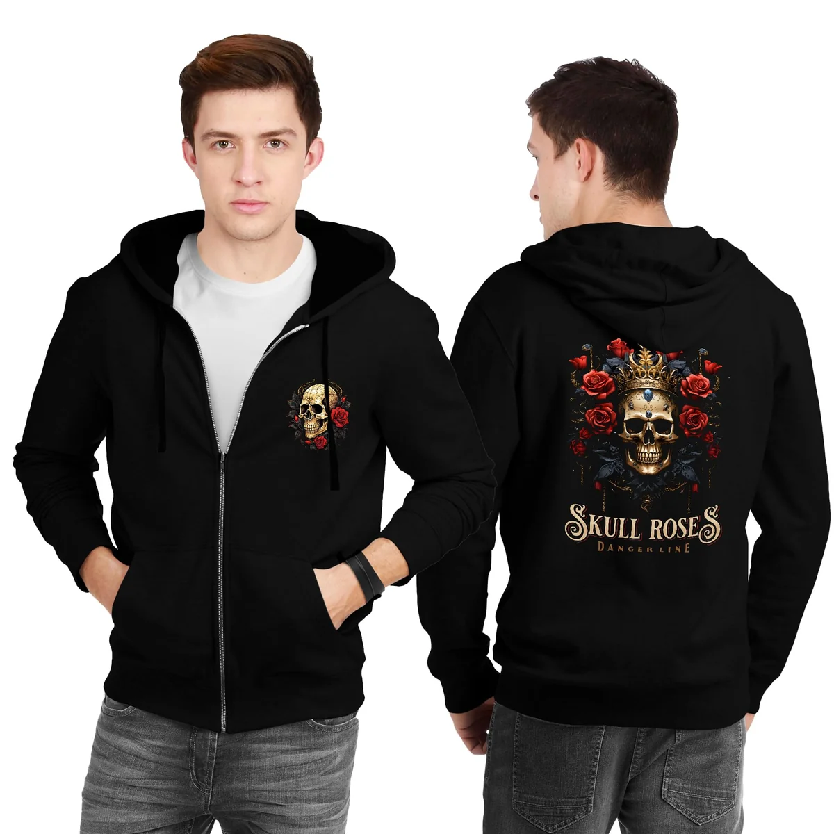 Mens Cotton Graphic Printed Zipper Hoodie for Men