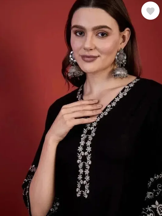Mahira's Comfort Women Embroidered Cotton Rayon A-line Kurta  (Black) - Best Price ₹265 at Flipkart