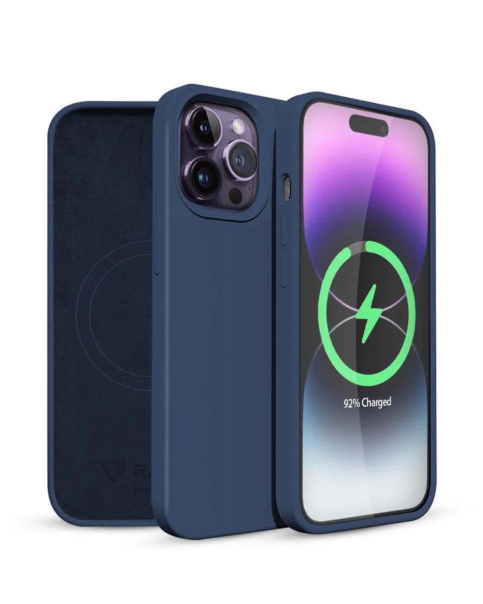 RAEGR MagFix Magnetic Case | Supports Mag-Safe Wireless Charging | Premium Soft Silicone Case/Cover Compatible with iPhone 14 Pro Max (6.7-Inch) 2022 - Midnight Blue