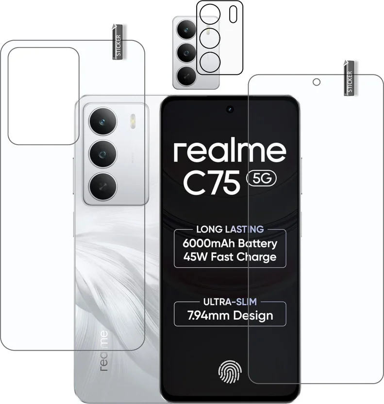BOMGUARD Front and Back Tempered Glass for REALME C75 5...