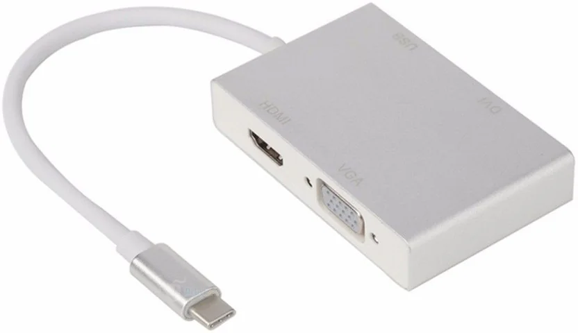 microware 4 in 1 Type C to HDMI VGA DVI USB 3.1 USB-C C...