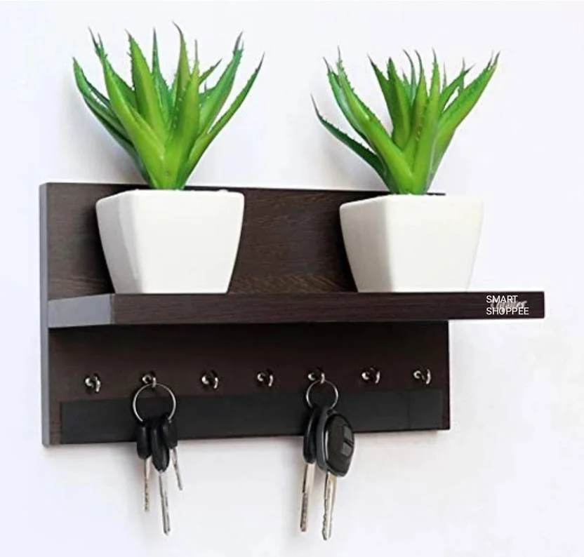 WOOD MINE KEY HOLDER AND HOME KEY STAND FOR WALL WITH 6HOOKS Wood Key Holder  (6 Hooks, Brown) - Best Price ₹298 at Flipkart