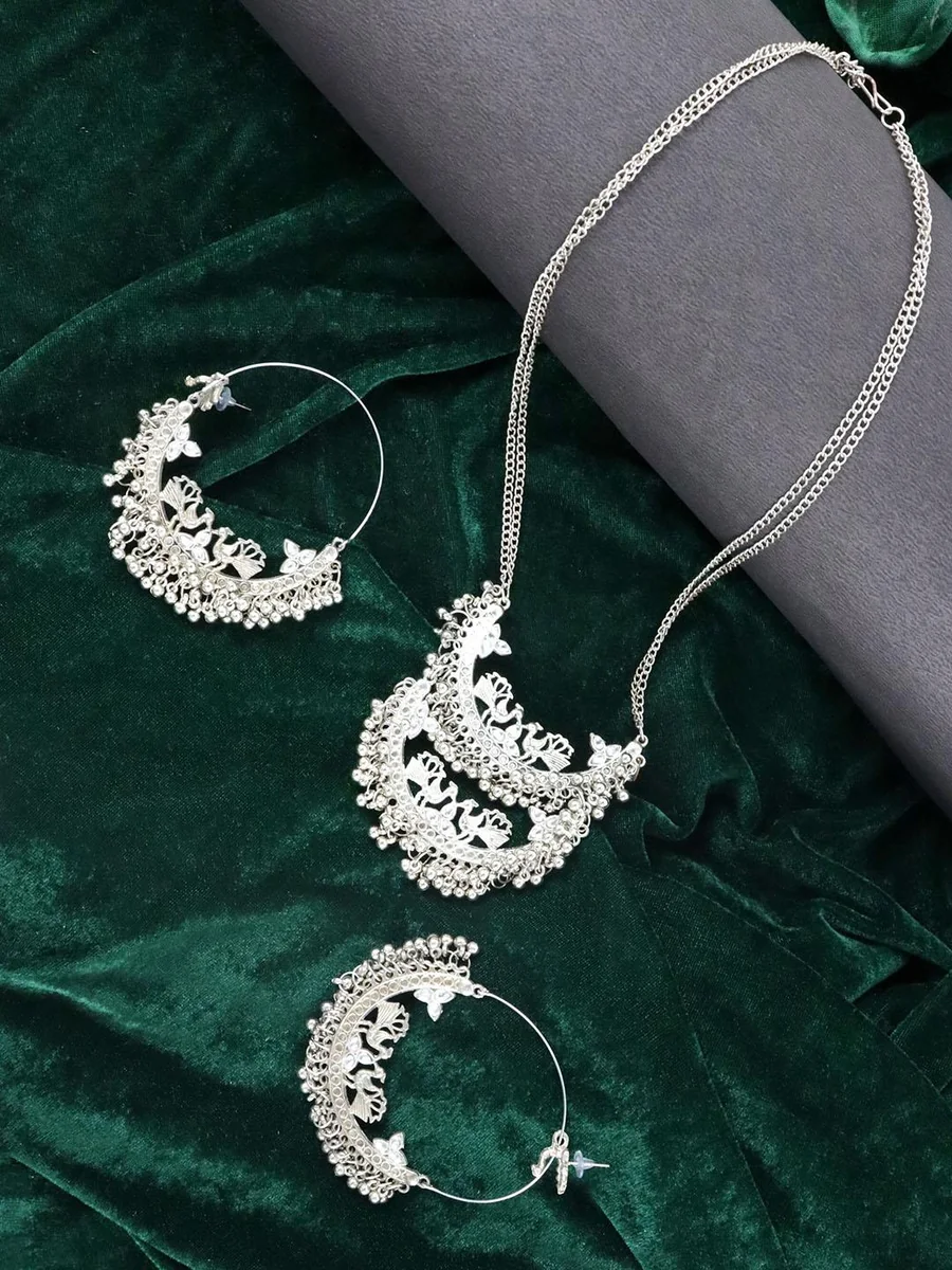 Silver Oxidised Brass-Plated Jewellery Set - Best Price ₹799 at Myntra