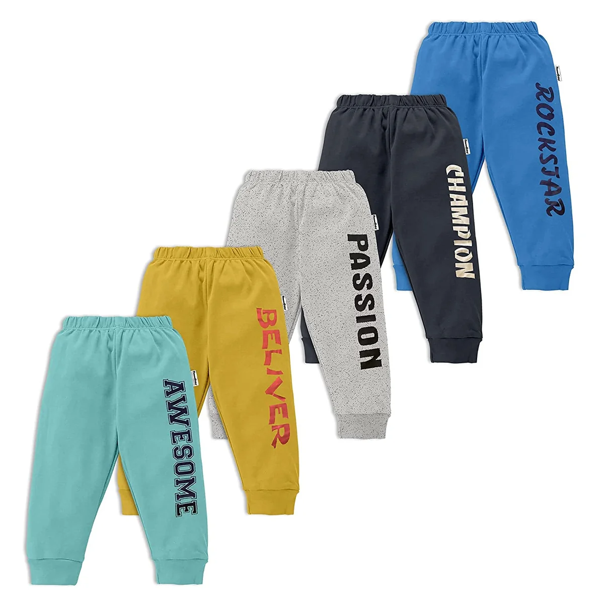 Baby Boys Regular Fit Mid Rise Cotton Printed Track Pants Trackpants (Assorted Prints)