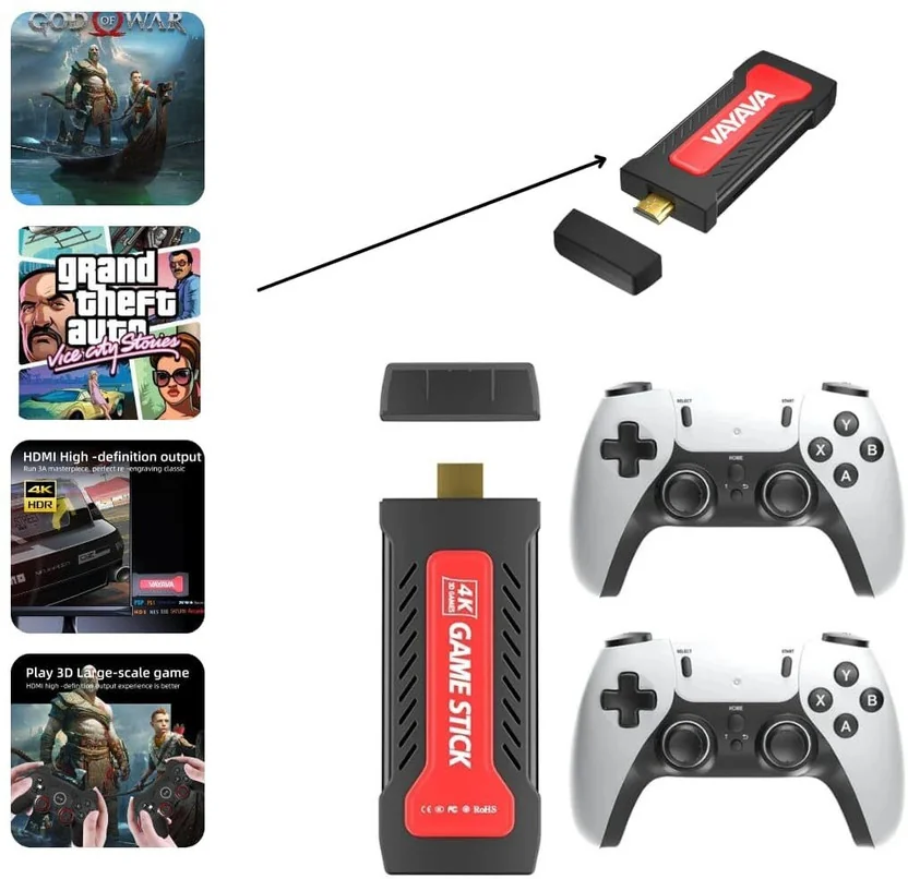 SHAILRON GD30 Retro GameStick Console 4k 2.4G Video Gam...