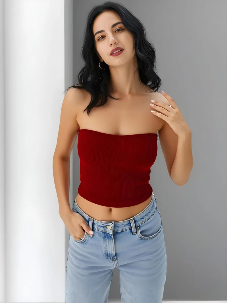Women Strapless Tube Crop Top - Best Price ₹198 at Myntra