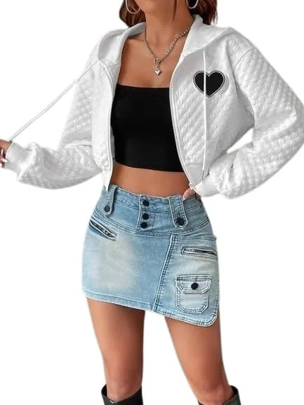 Women’s Solid Polyester Jacket with Full Sleeves and Piping white S - Best Price ₹317 at Amazon