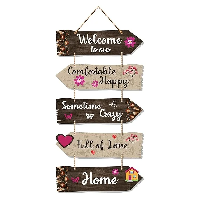 Artvibes Home Quotes Decorative Wall Art Wooden Wall Hanger For Living Room | Bedroom | Gifts | Wood Hangings For Home Decoration | Modern Decor Items | Designer Artworks (Wh 7304N), Set Of 5 - Best Price ₹227 at Amazon
