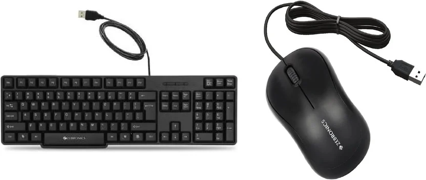 ZEBRONICS K20 keyboard, Comfort Mouse (Pack of 2) Wired...