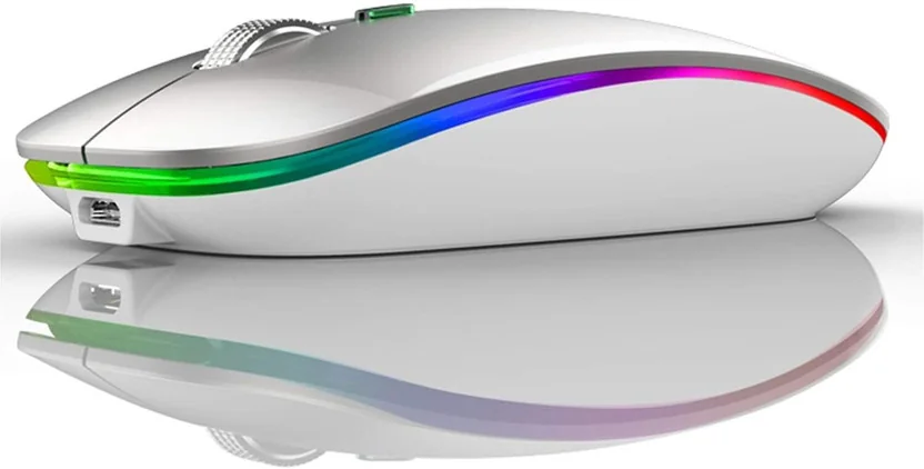 Dezful Rechargeable Chrome Bluetooth Mouse Wireless Erg...