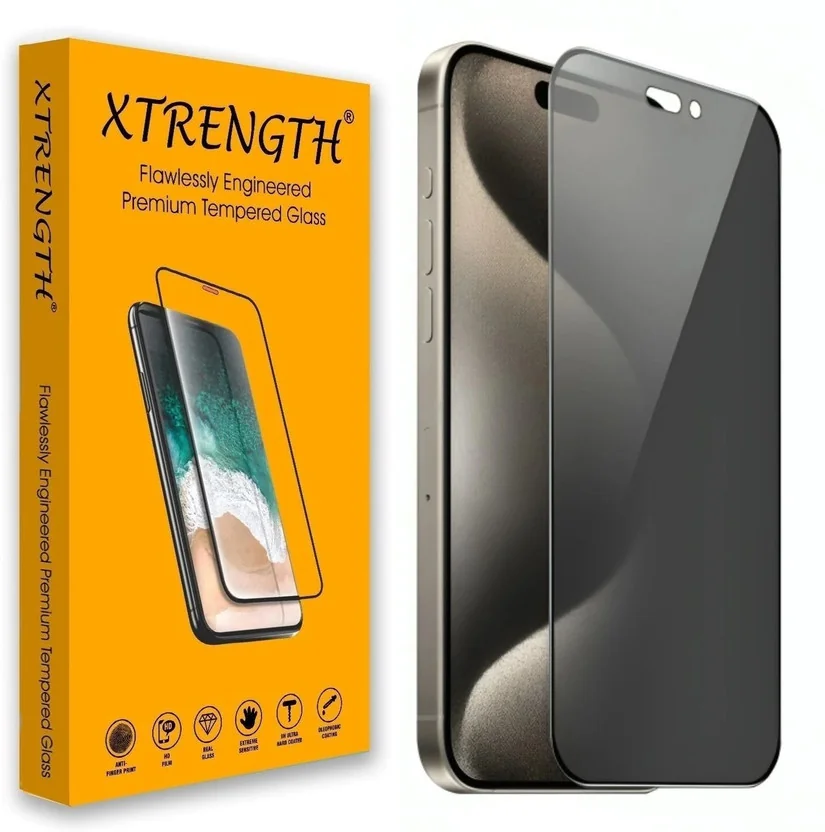 XTRENGTH Tempered Glass Guard for Apple iPhone 15, Appl...