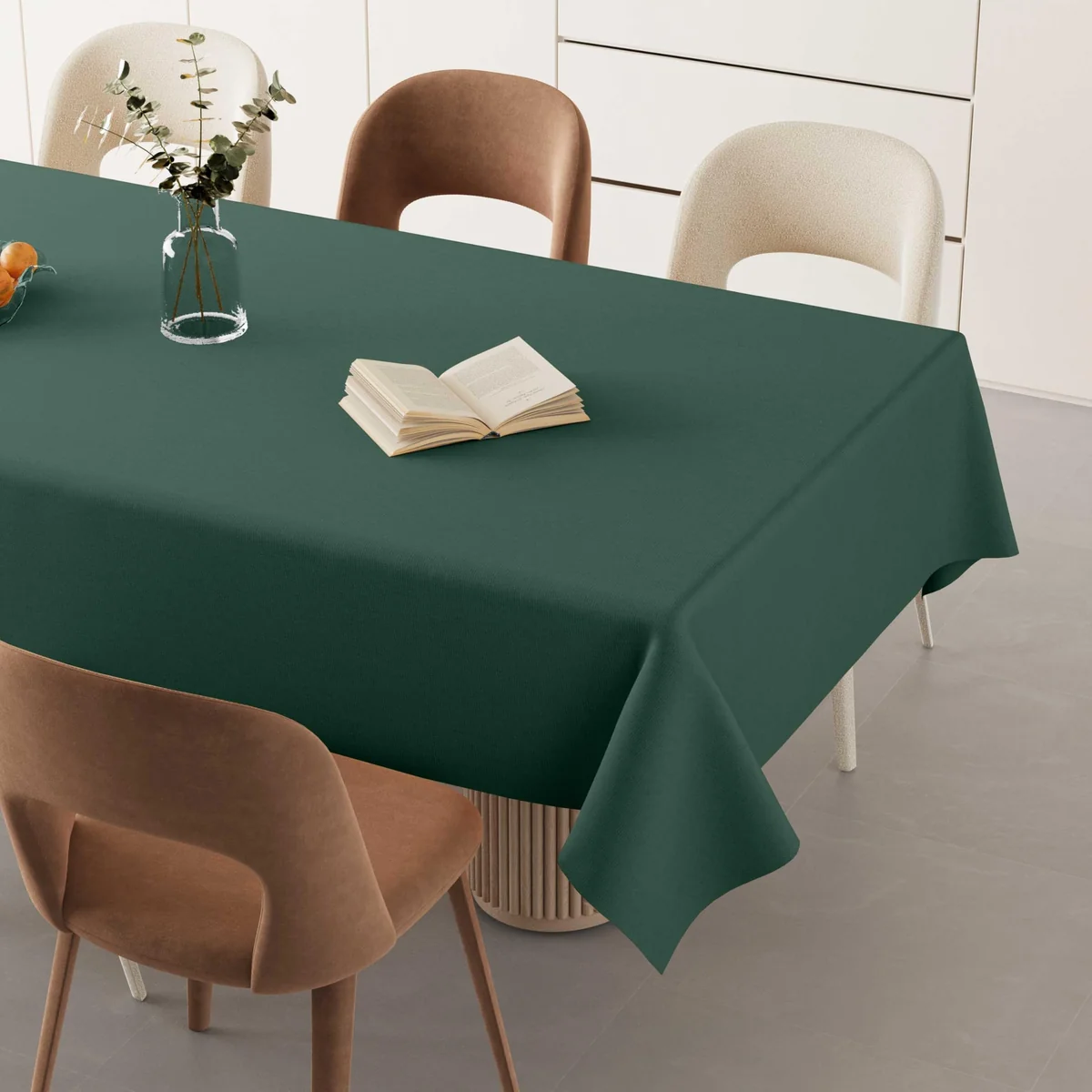 THE LINEN COMPANY Table Cover Dining Table Cover for 4 to 6 Seater | 91x51 Inch Cotton Canvas Rectangular Table Cloth | Machine Washable Tablecover for Indoor & Outdoor Use -Sea Green Solid Color