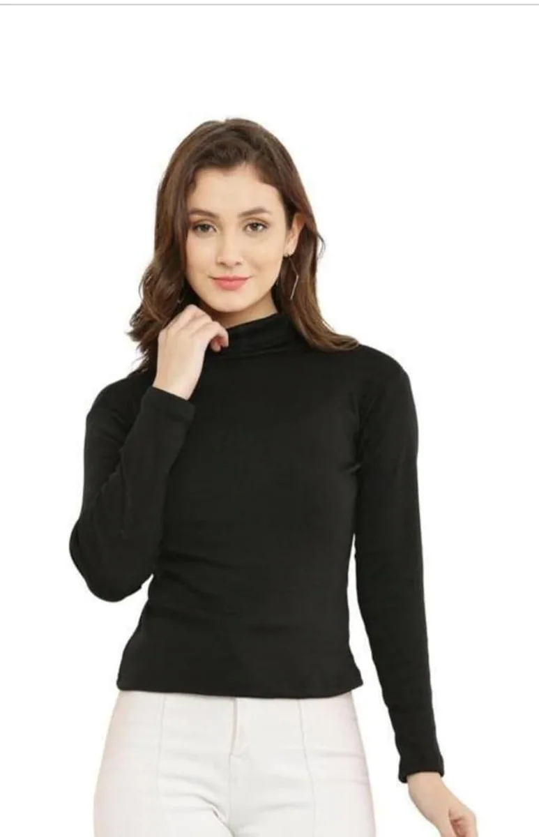 Cotton Blend HIGH Neck Sweater for Women Winter Black, Large - Best Price ₹839 at Amazon