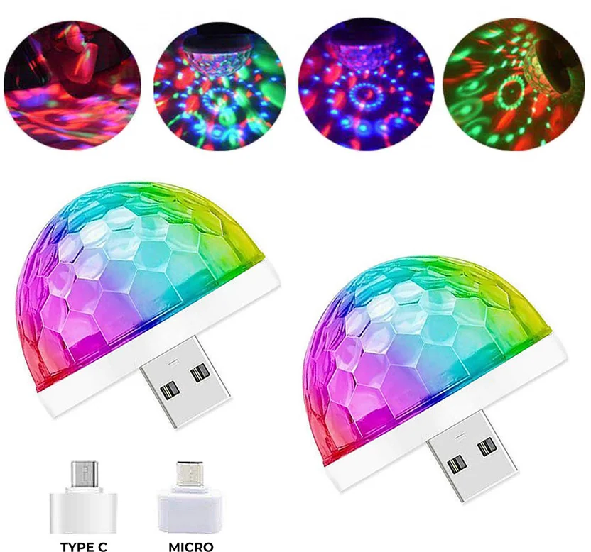 MOOZMOB Multicolor Small Auto Color Changing USB Disco ...