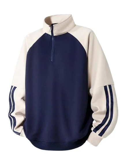 Half Zipper Solid Sweatshirt for Men (Regular Fit Polyester Blend)