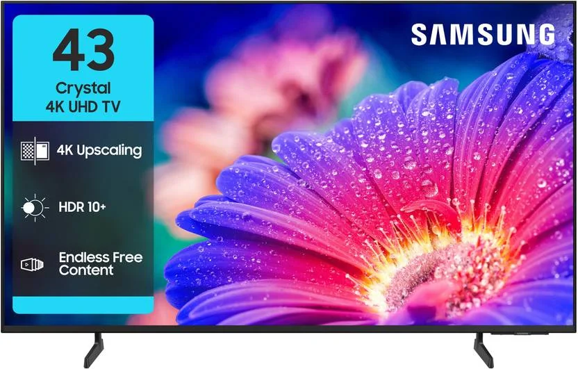 Samsung Crystal 4K Vista 108 cm (43 inch) Ultra HD (4K) LED Smart Tizen TV 2025 Edition with 4K Upscaling | HDR 10+ | PurColor | Slim Look | Samsung Knox Security | 100+ Free Channels | Voice Ready with SmartThings App | Universal Gestures  (UA43UE81AFULXL) - Best Price ₹25490 at Flipkart