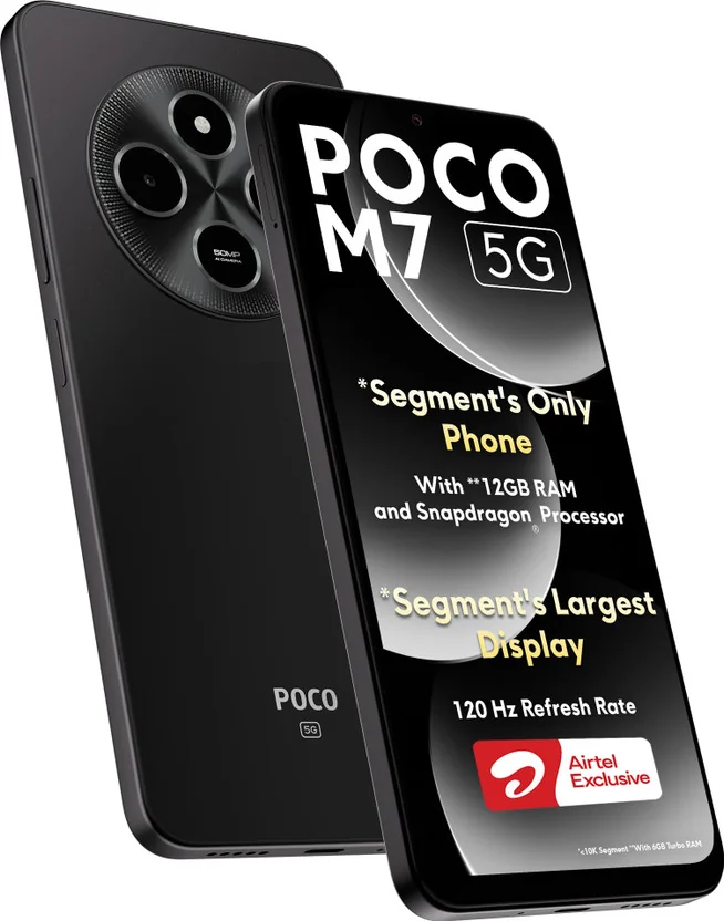 POCO M7 5G - Locked with Airtel Prepaid (Satin Black, 128 GB)