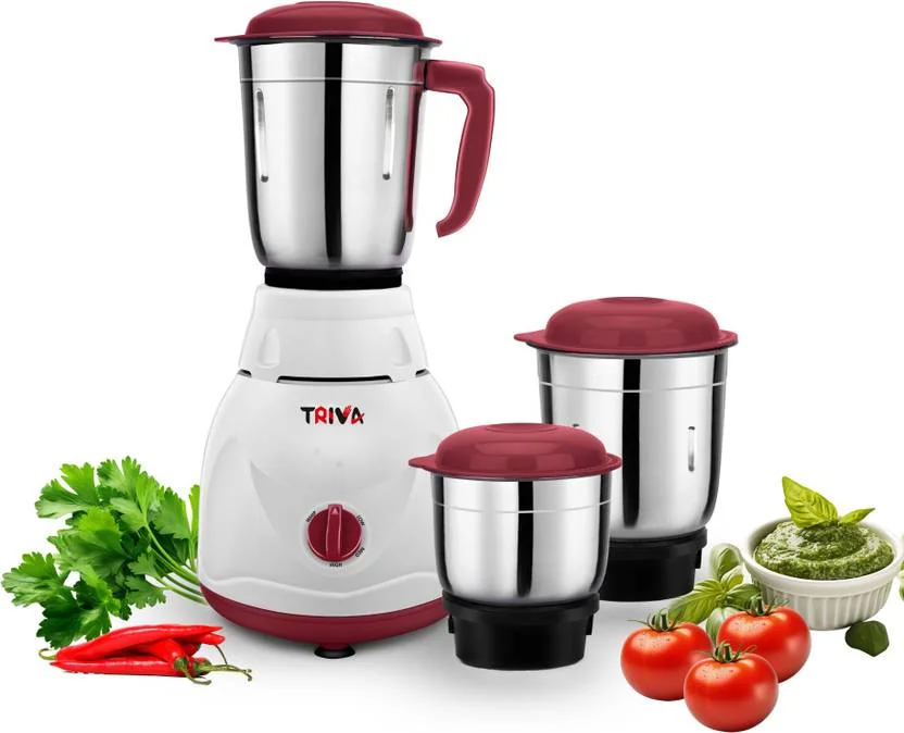 TRIVA Tx67 550 W Juicer Mixer Grinder  (Remix | 3 Jars | Red & White) - Best Price ₹1200 at Flipkart