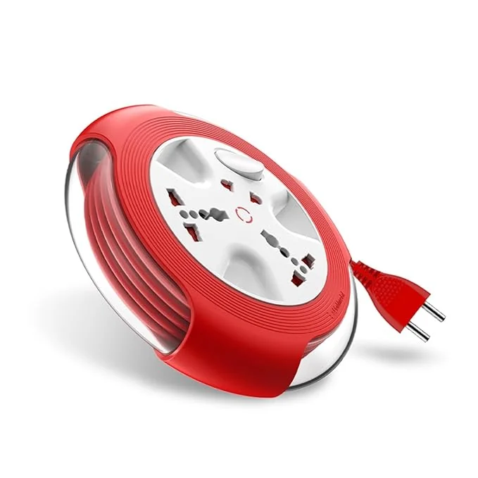 Goldmedal Krysta 2 Pin Heavy-Duty 5-Meter Cable Extension Cord (White and Red)|Master Switch with Indicator|Universal Sockets | Ultra-Smooth Rotation Extension Board for Home & Office|Pack of 1 - Best Price ₹299 at Amazon