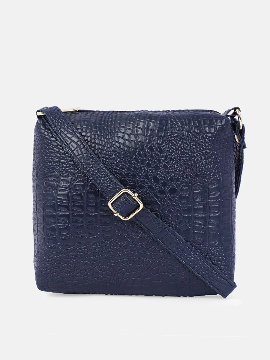 Blue Textured PU Structured Sling Bag - Best Price ₹599 at Myntra