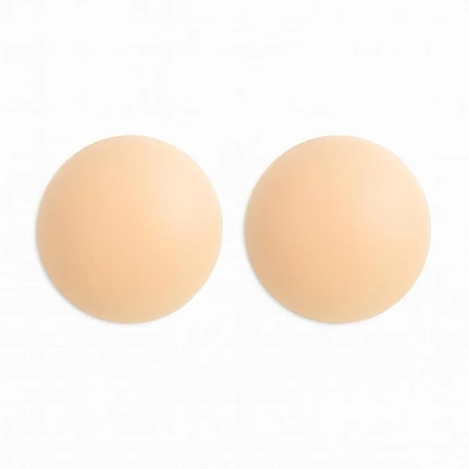 Eszazx Nipple Cover Silicone Pasties Comfortable Invisible Reusable NoShow Bra for Women(Skin Friendly self Adhesive Washable Breast Petals Lingerie,Shoulder Less Backless Dresses)-1 Pair Nude