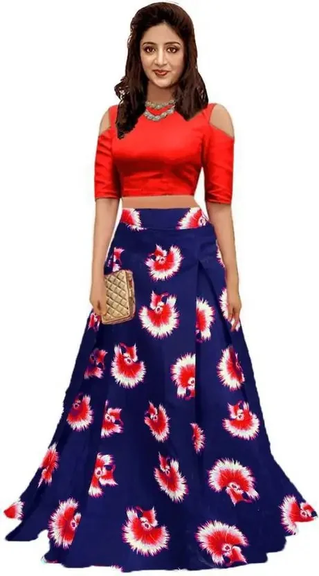QUEDDY'S Printed Semi Stitched Lehenga Skirt  (Red) - Best Price ₹191 at Flipkart