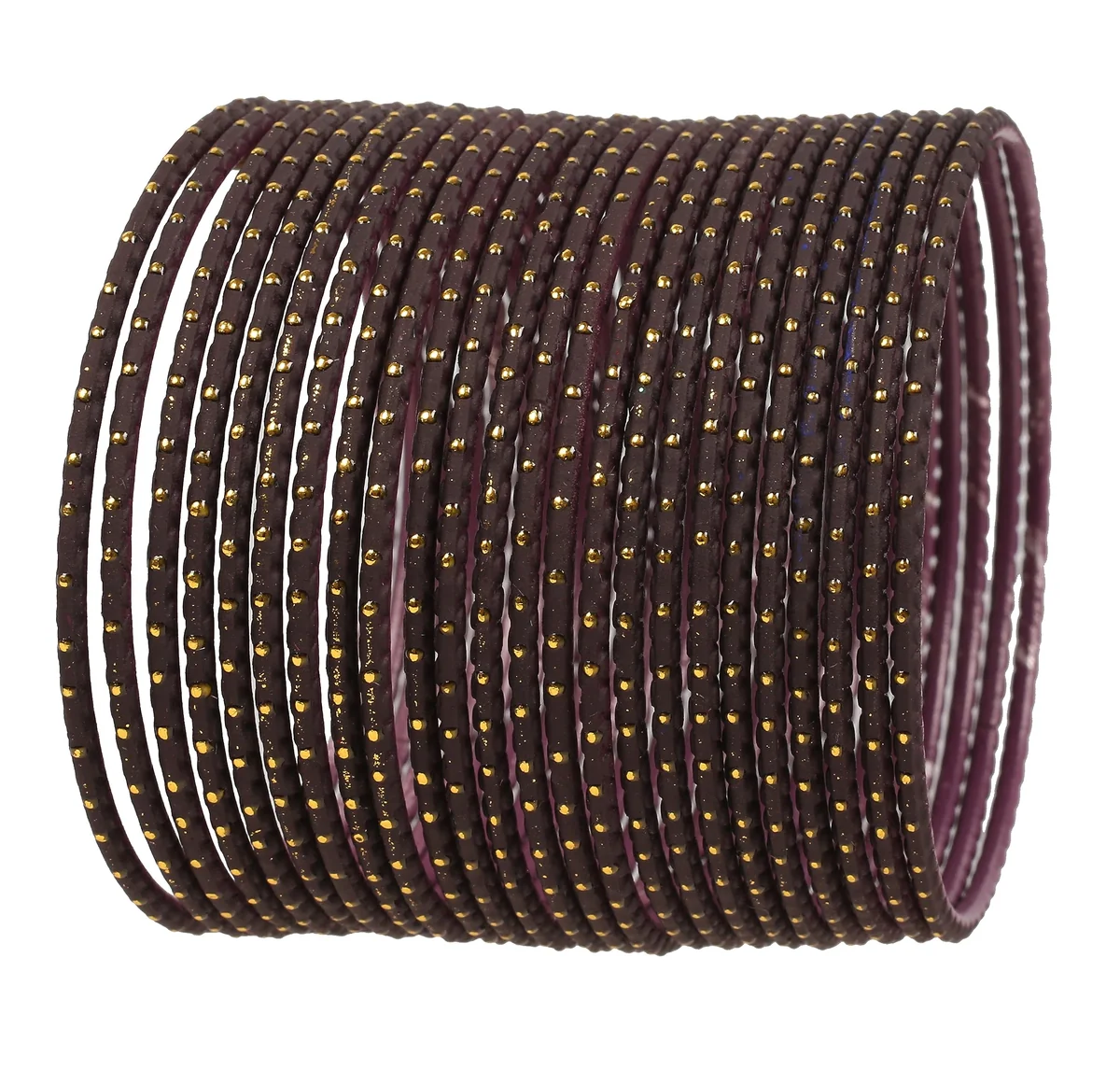 Indian Bollywood Trending Fashion Handcrafted Beautifully Trimmed Edges Textured Golden Dots Designer Jewelry Bangle Bracelets. Set of 24 for Women.