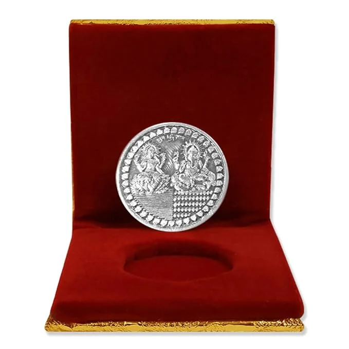 NINE10 German Silver Coins 10 Grams Silver Plated for Diwali Gift Items for Men, Women, Staff, Customer, Clients, Corporate, with Velvet Gift Box - Best Price ₹300 at Amazon