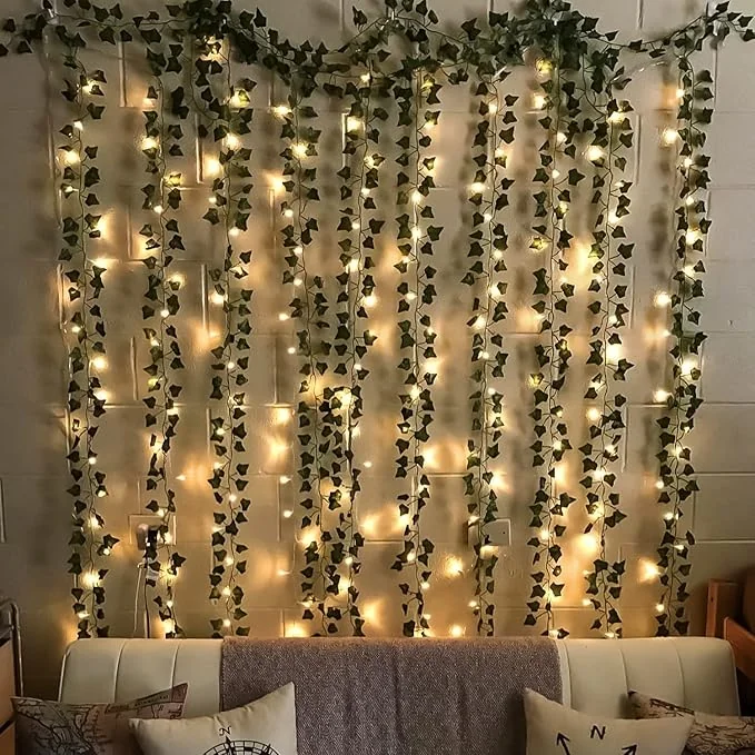 MoonlitDreams Aesthetic Room Decor Items, Home Decoration Items for Living Room, Fairy Lights(40ft Long) Wall Decor Items for Bedroom, Home Decor for Living Room, Bedroom (4 Green Vines & 1 LED Light) - Best Price ₹284 at Amazon
