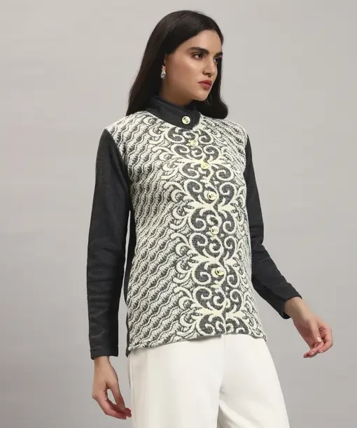 GRAND MALBORK Women Self Design Round Neck Grey Sweater - Best Price ₹607 at Flipkart