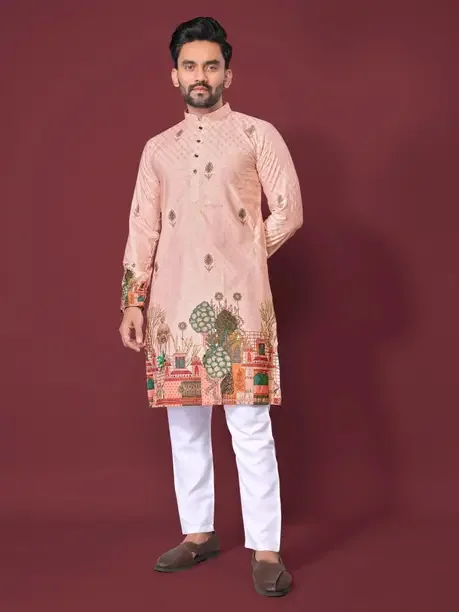 GRATITUDE ROCK Men Printed Cotton Rayon Straight Kurta  (Multicolor) - Best Price ₹489 at Flipkart