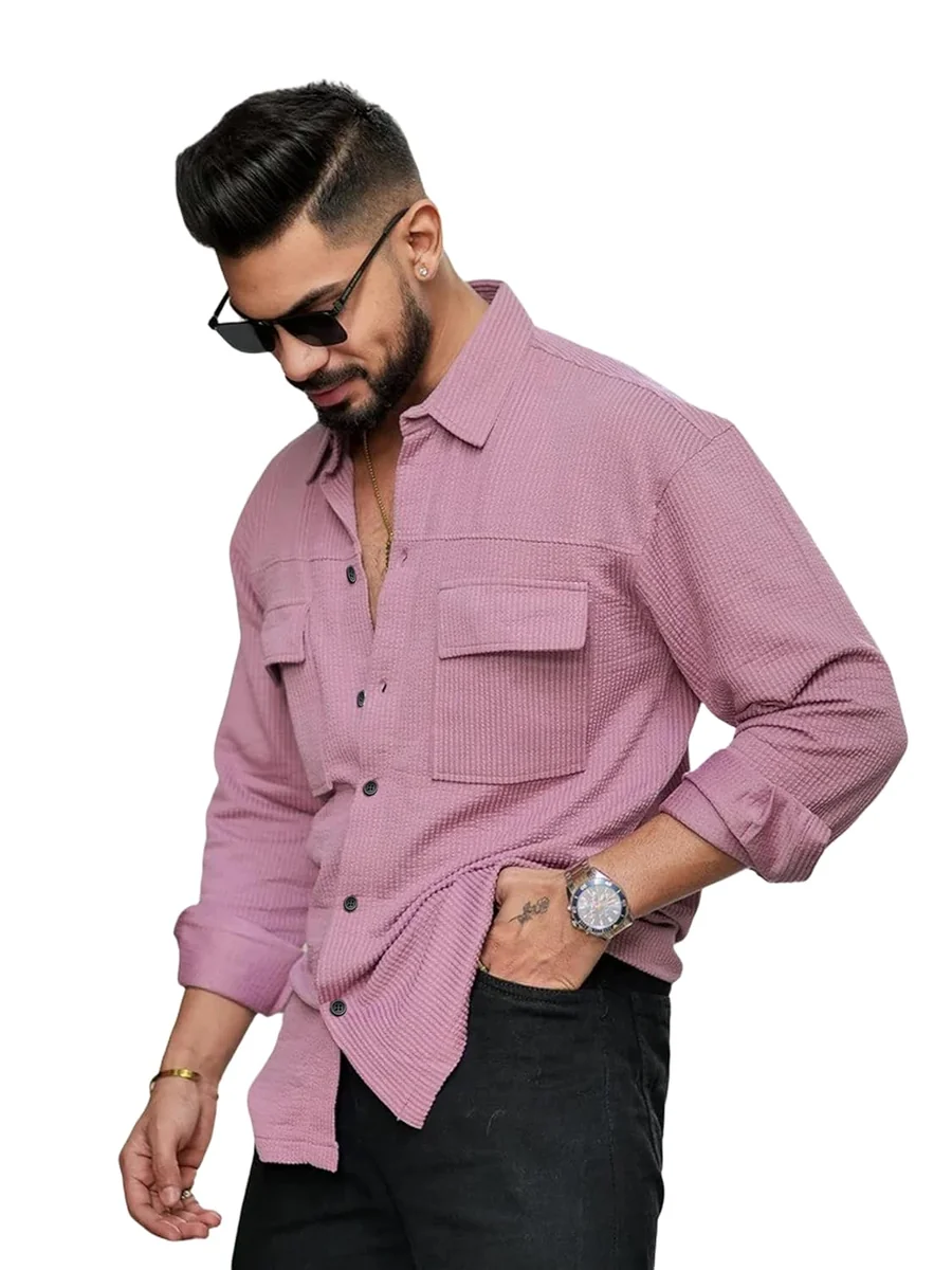 IndoPrimo Men's Regular Fit Fancy Double Pocket Casual Shirt for Men Full Sleeves - Cargo - Best Price ₹489 at Amazon
