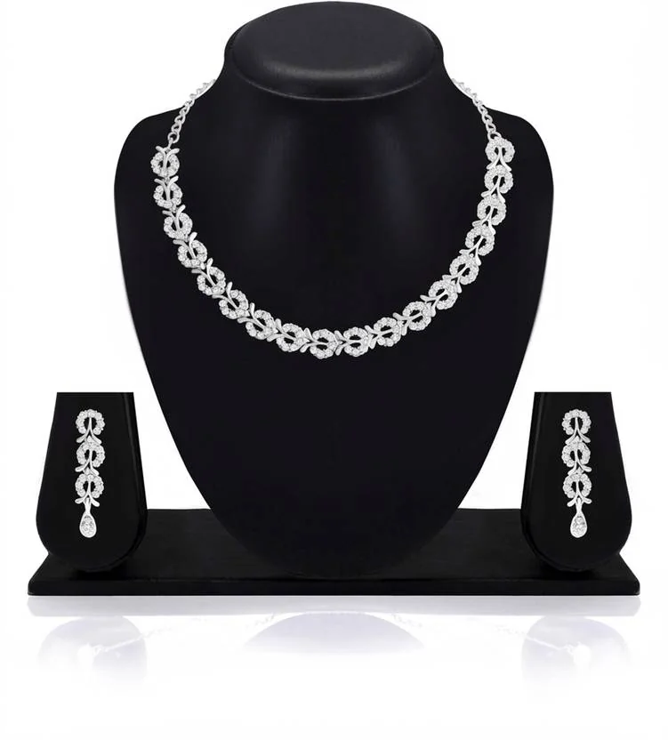 Atasi International Alloy Rhodium White Jewel Set  (Pack of 1)