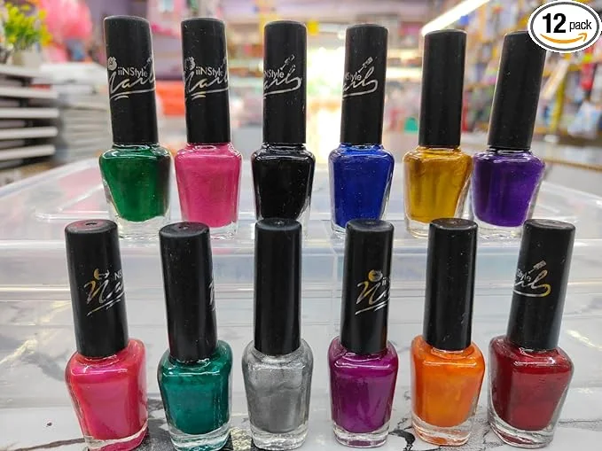 WAAOME (12 Set Nail Polish) Nail Art Combo Of 12 Colour Quick Drying Long Lasting Shine Nail Polish For Women Girls (W012)