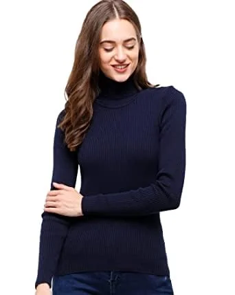 Women's High Neck Full Sleeves Streachble Pullover Sweaters/Sweatshirt for Winters - Best Price ₹399 at Amazon