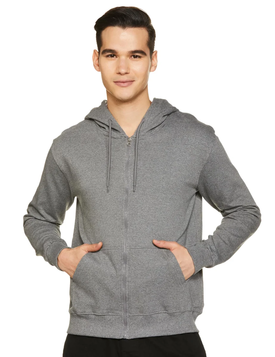 Men's Cotton Fleece Hooded Sweatshirt | Gym Workout | Running Travel Trekking Hoodie Jacket with Kangaroo Pocket