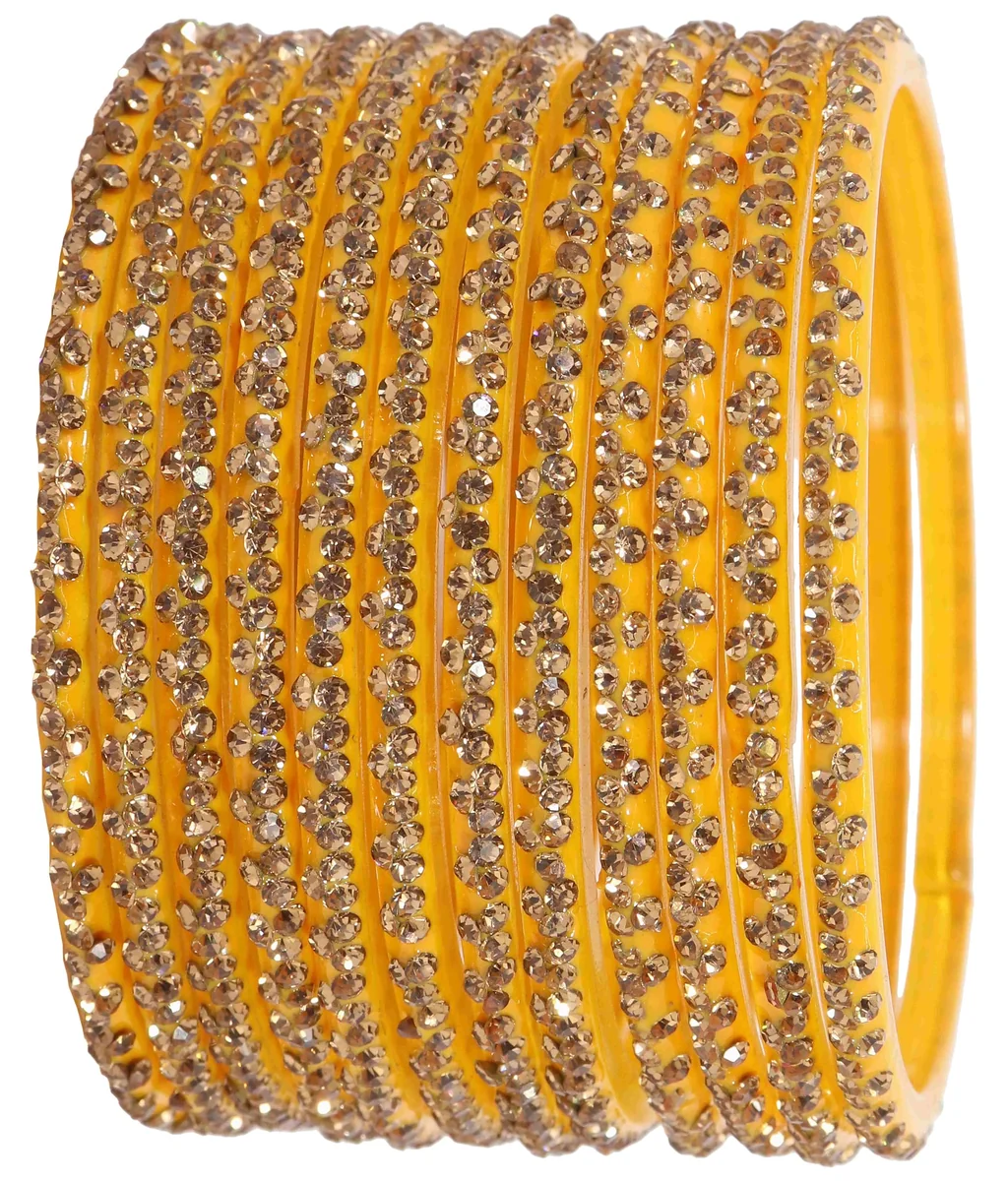 Designer Glass Bangles Set with Diamond Stone For Women & Girls | Stylish Glass Bangles | Fancy Chudi Set | Traditional Women's Bangles | Fashion Jewellery- Set of 12