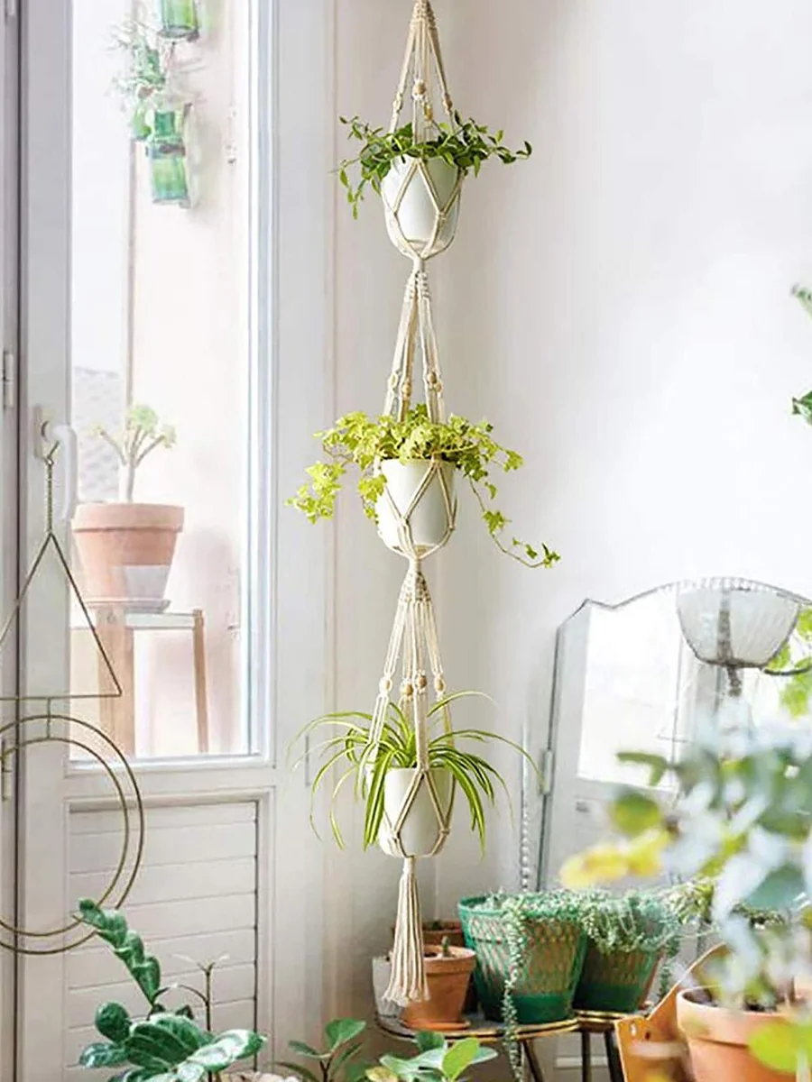 Homesake Set Of 2 Beige Macrame Plant Hanger - Best Price ₹345 at Myntra