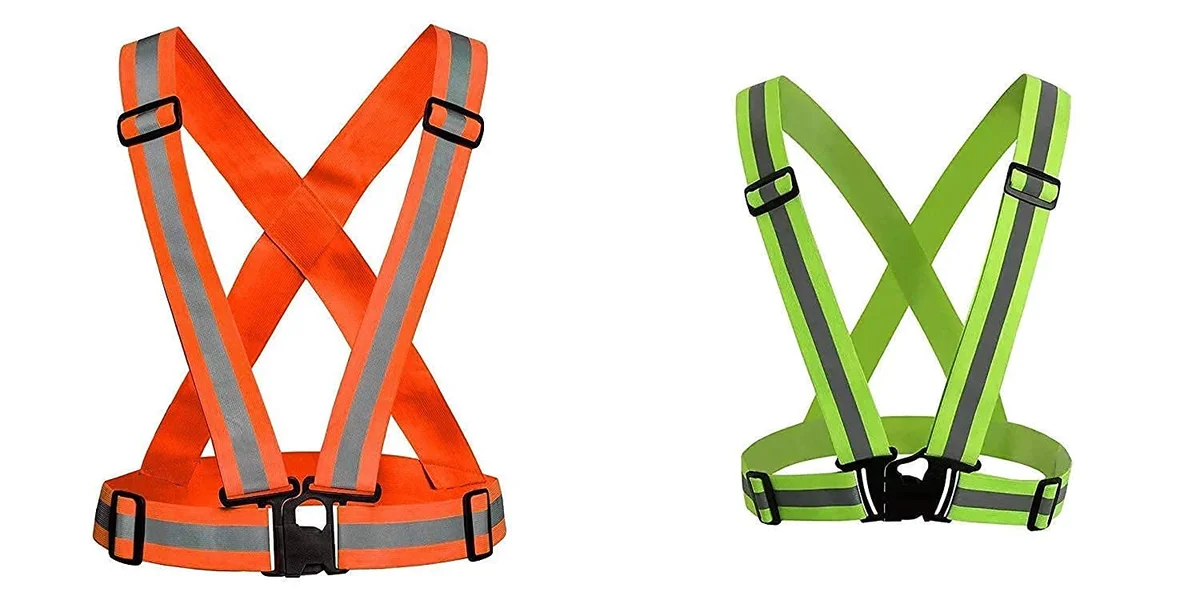 ANIAN Safety Security Reflective Adjustable Vest Belt Gear Stripe Night Running Pack of 2(Green & Orange)