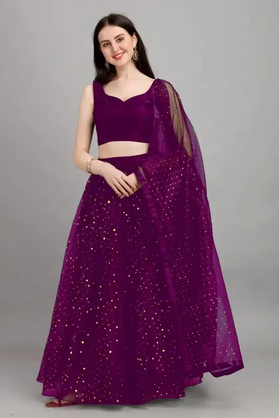 HOUSE OF COMMON Embellished, Self Design Semi Stitched Lehenga Choli  (Purple) - Best Price ₹269 at Flipkart