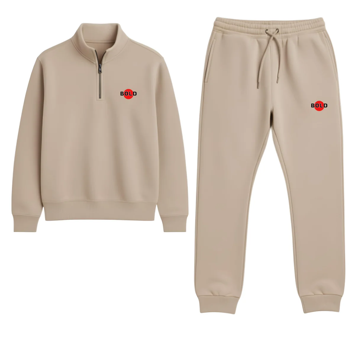 Men's Quarter-Zip Fleece Sweatshirt and Sweatpants Set, Drawstring Waist, Athletic Warm & Comfortable Joggers & Pullover Full Sleeve Winter Wear Half Zipper