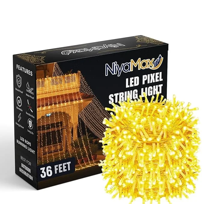 NIYAMAX® 36 Feet LED Fairy String Lights – 36 Bulbs on Waterproof Copper Wire | Decorative Lights for Bedroom, Garden, Wedding, Diwali & Christmas Home Decoration (Warm White)