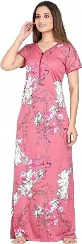 HR creation Women Nighty  (Pink) - Best Price ₹274 at Flipkart