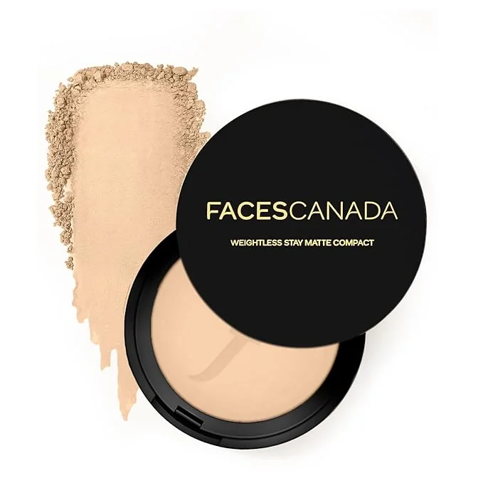 FACESCANADA Weightless Stay Matte Finish Compact Powder - Natural, 9g | Non Oily Matte Look | Evens Out Complexion | Hides Imperfections | Blends Effortlessly | Pressed Powder For All Skin Types