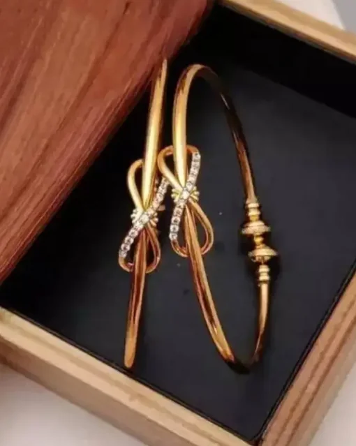 Kavya Jewels Brass, Alloy Diamond Gold-plated Bangle  (Pack of 2) - Best Price ₹123 at Flipkart
