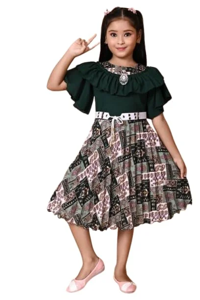Kid Girls Cotton Blend Short Sleeves Frock Dress - Best Price ₹131 at Amazon