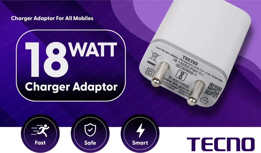 Tecno 18 W Quick Charge 2 A Wall Charger for Mobile