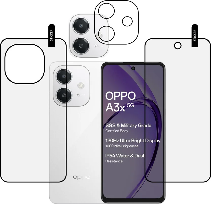 MOBKAVACH Front and Back Tempered Glass for OPPO A3X 5G...